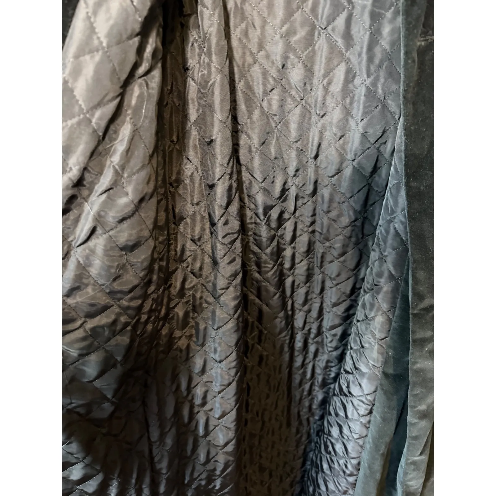 VTG Raincheetahs Black Velvet Faux Fur Long Opera Coat Belted Sz 12 Penny Lane - Image 10