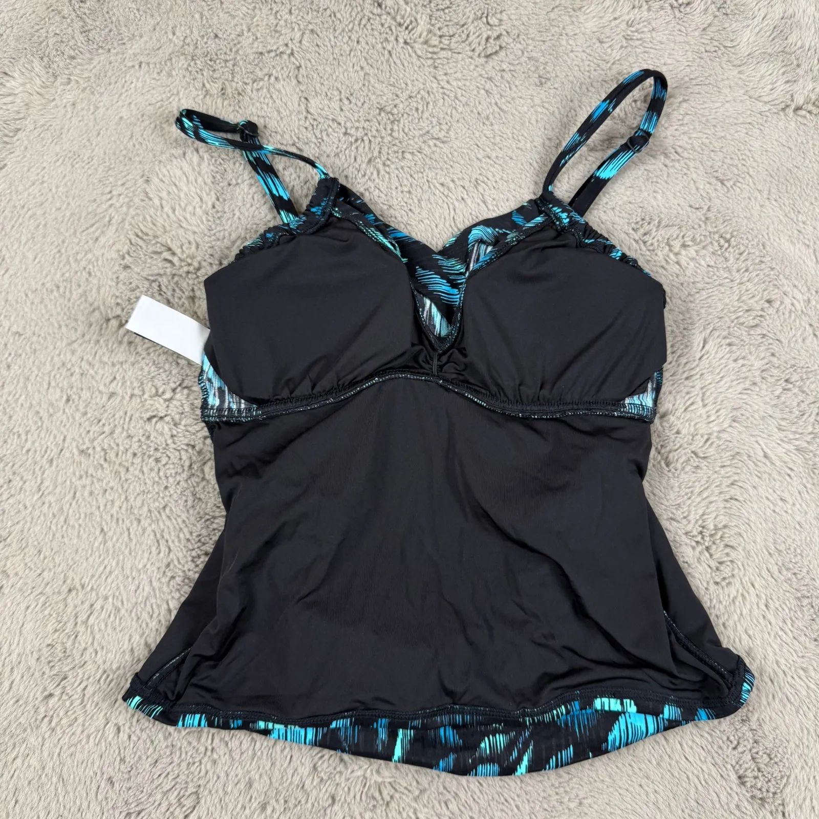 Sunsets Simone Tankini Top Cascade Seagrass Texture Swimwear Small Beach Pool Black - Image 3