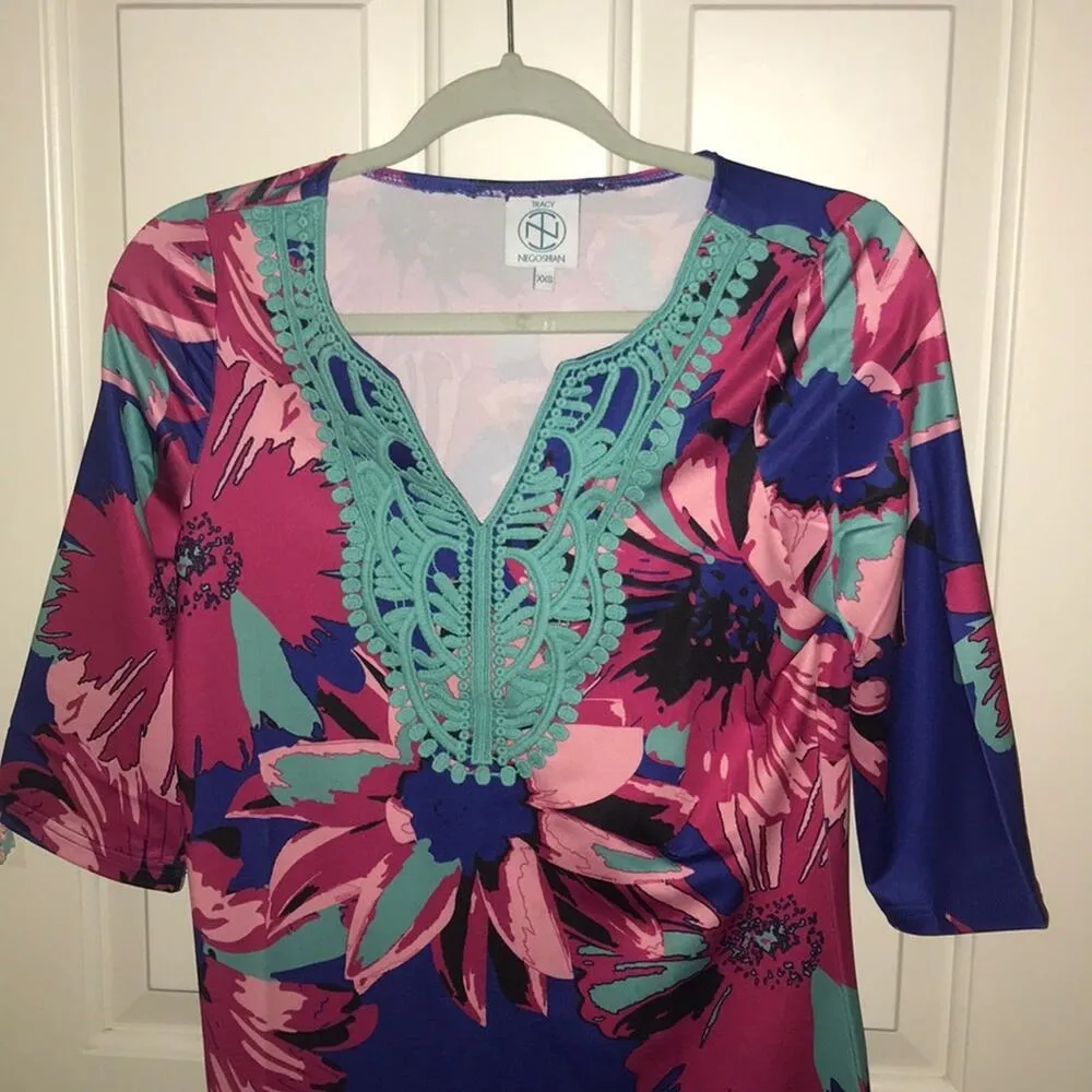 TRACY NEGOSHIAN Emilia Printed Shift Dress xxs - Image 4