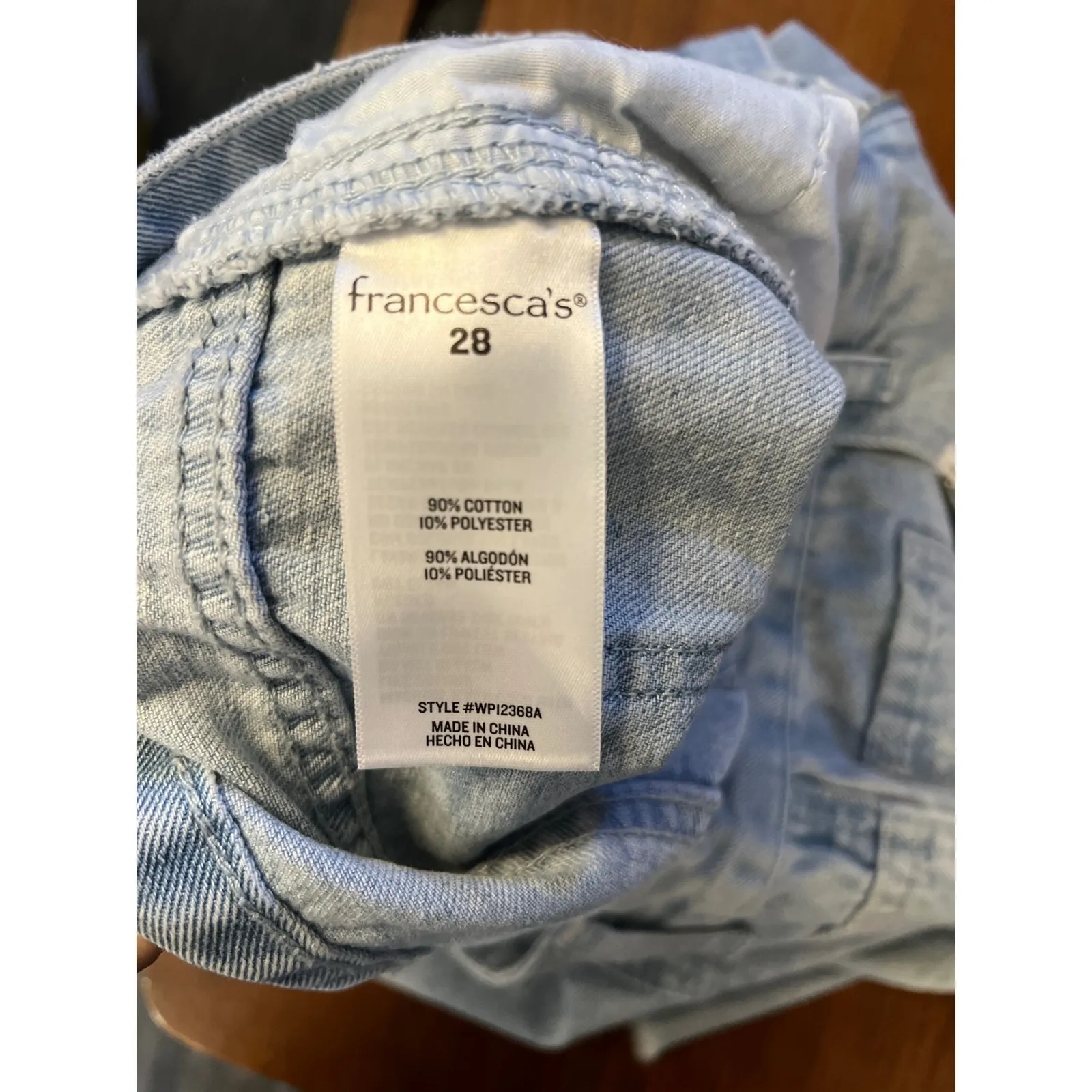 Harper Heritage Denim Shorts Rhinestone Fringe Cut Off Distressed Light Wash 28 Blue - Image 5