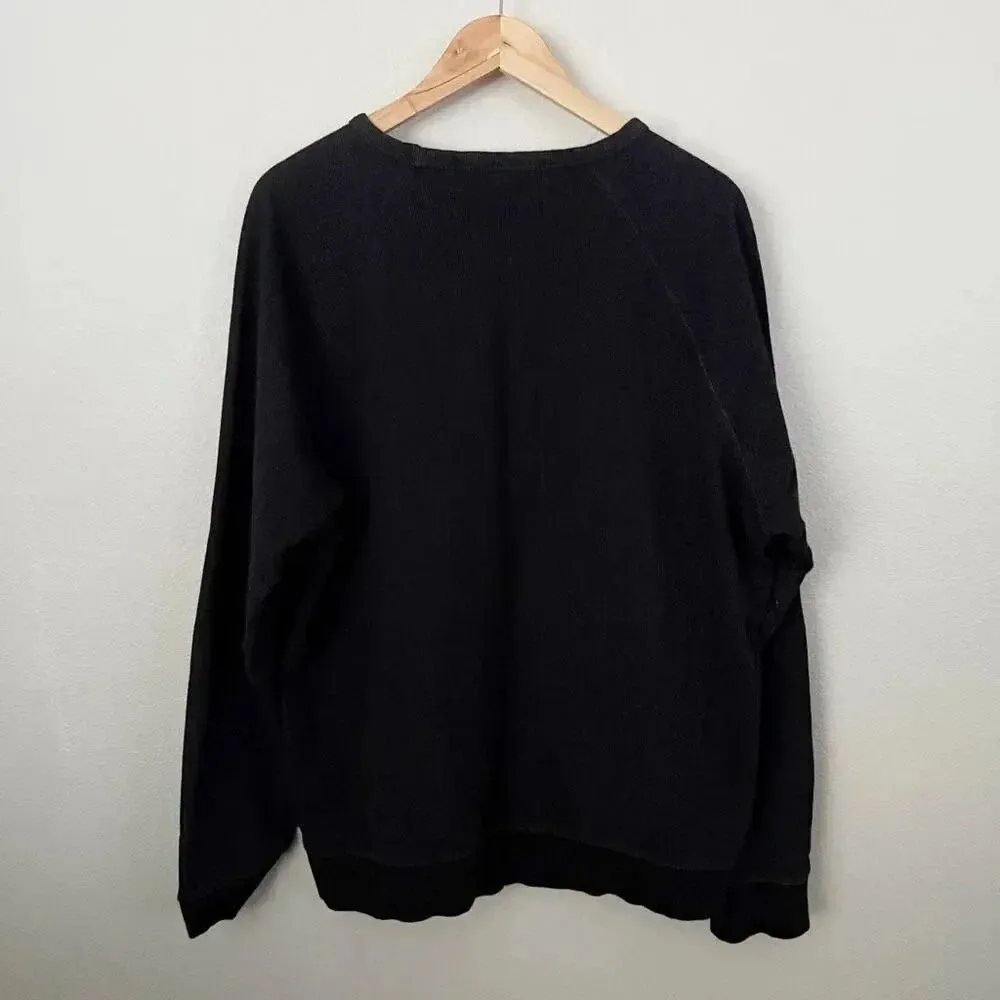 PACT ORGANIC | Crew Neck Sweatshirt Long Sleeve Cotton Black Oversized | Size XL - Image 5