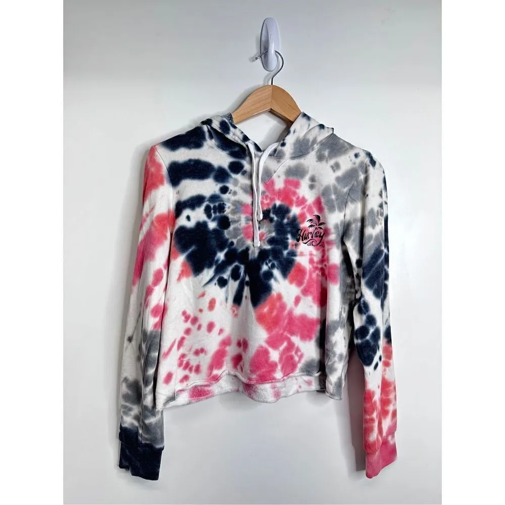 Hurley Sweater Womens Jacket Tie Dye‎ Cropped Long Sleeve Pullover Size Small - Image 3