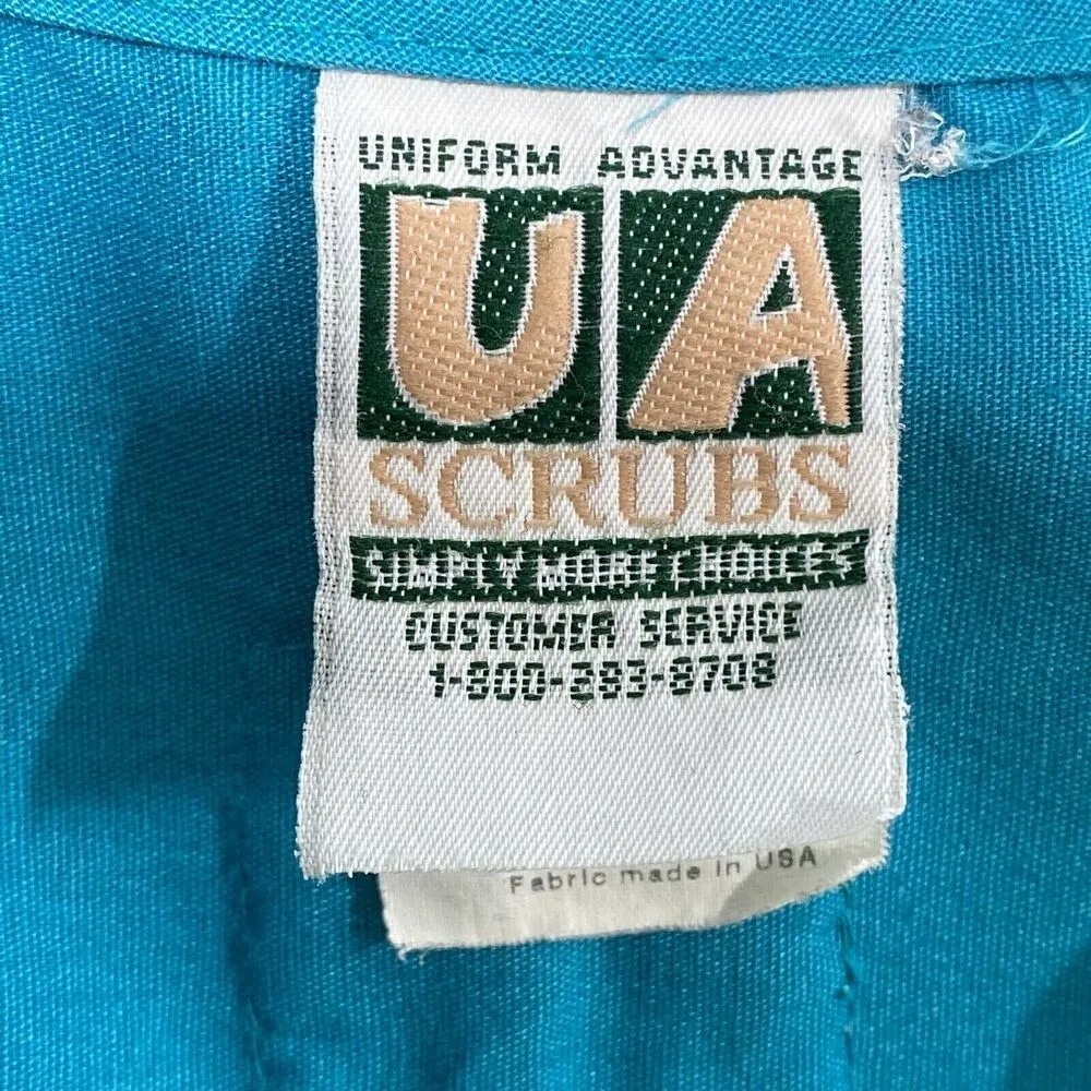 Uniform Advantage UA Scrubs Solid Blue Scrub Top Shirt Size XS - Image 4