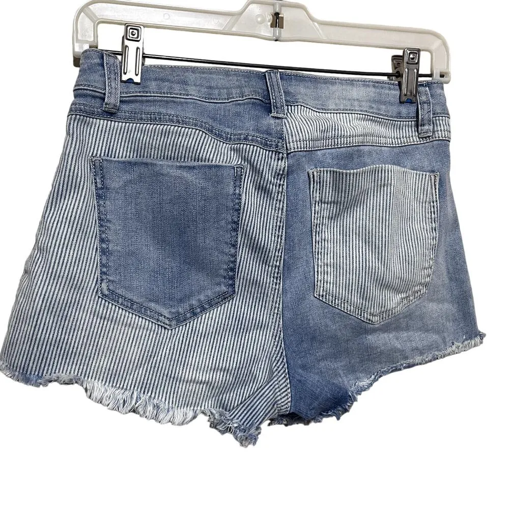 Rewash Jean Shorts Juniors 5/27 denim Patchwork High Rise cut off distressed - Image 4