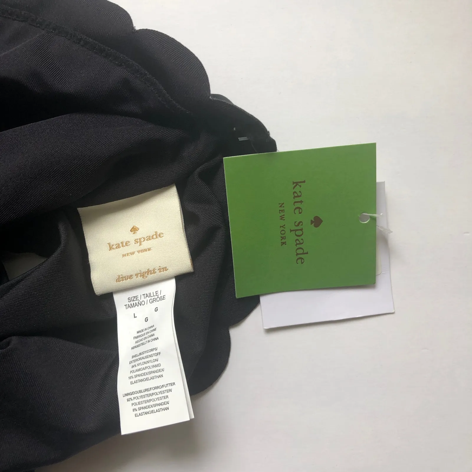 NWT Kate Spade Black Scalloped High Waist Swim Bottoms Sz L - Image 5