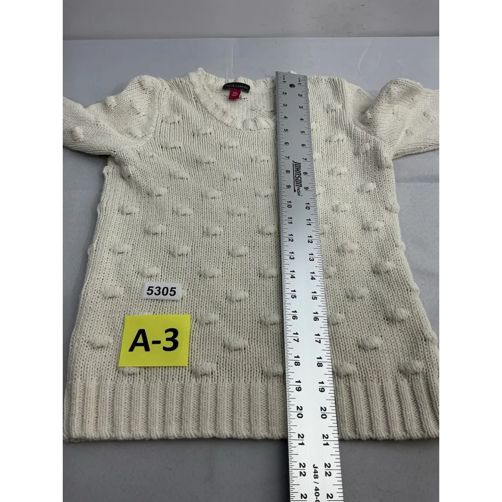 Womans Vince Camuto Long Sleeve Pullover Sweater PXS Ivory Crew Neck - Image 6