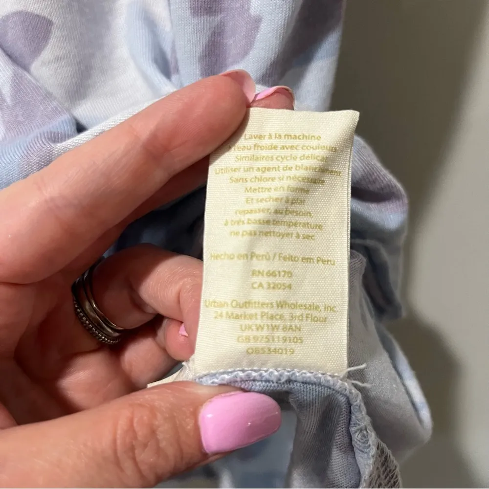 FREE PEOPLE WE THE FREE Womens Camo Top Size Medium Blue Round Neck Cap sleeves - Image 9