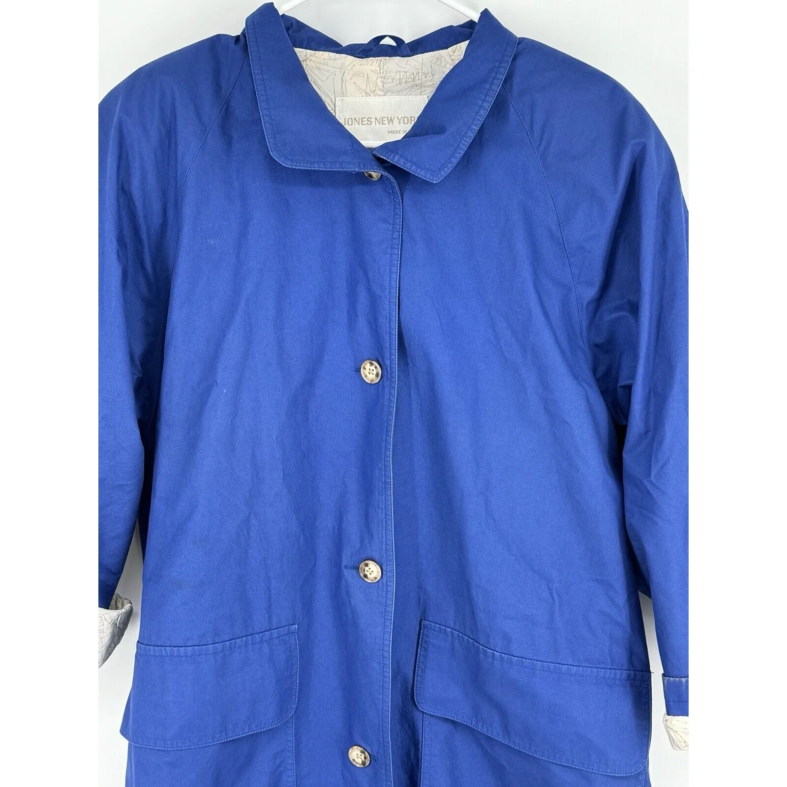 Vintage Jones Of New York Royal Blue Long Chore Coat Trench Made In‎ The USA - Image 3