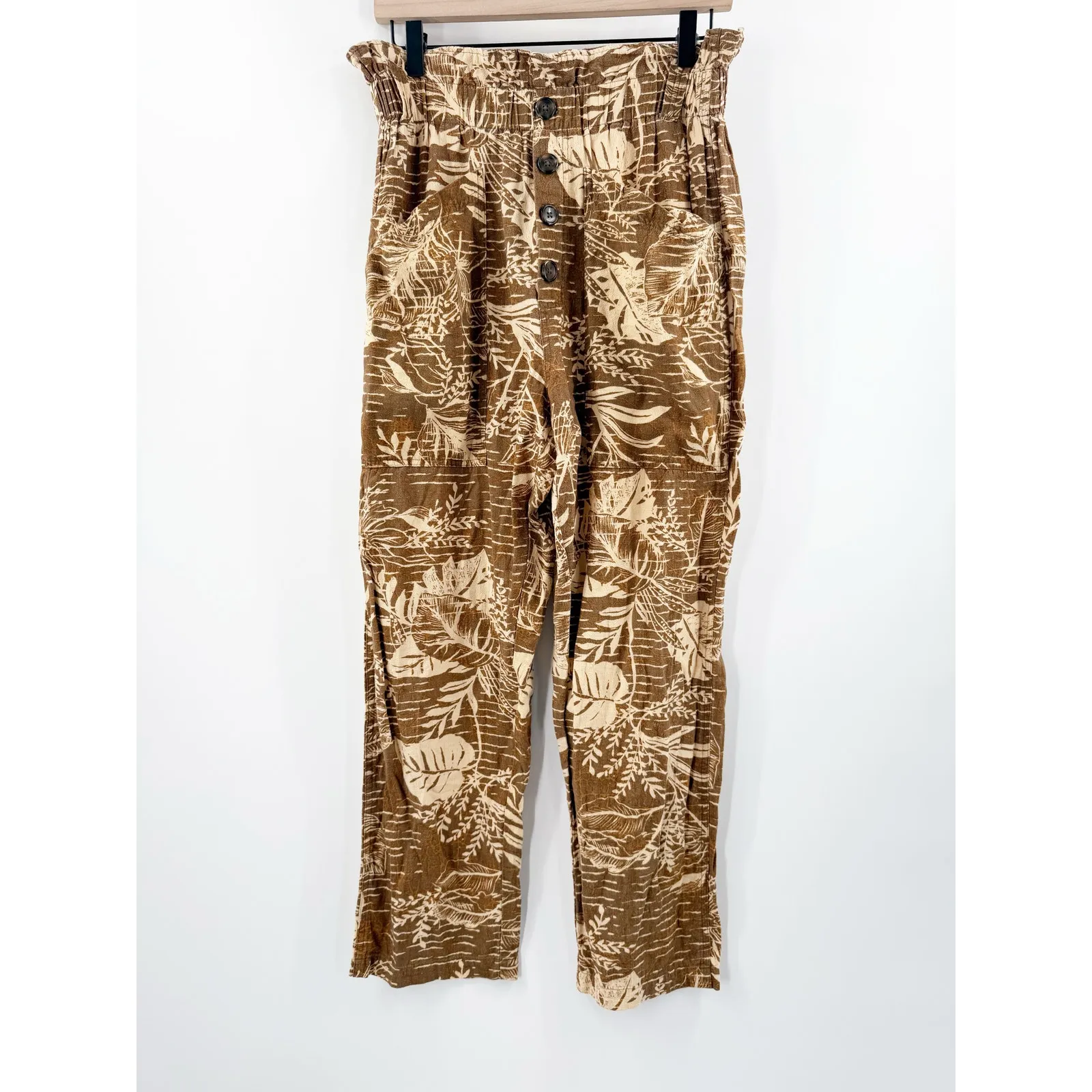 Urban Outfitters Teresa Printed Paperbag Pants Size Medium Linen Blend *No Belt* - Image 3
