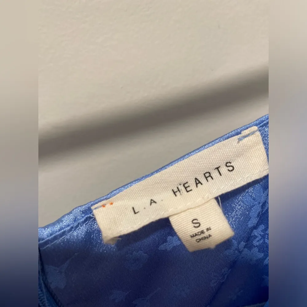 Light Blue Floral Cowl Neck Satin Silk Slip Cami Mini Party Dress - S - Image 9