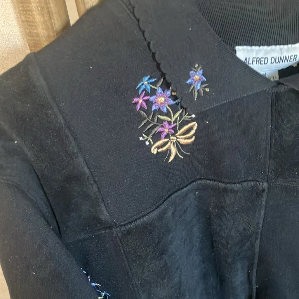 FINAL MARKDOWN Alfred Dunner Black Top with Colorful Embroidery medium - Image 2