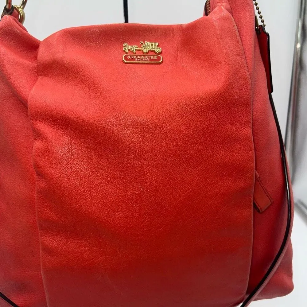 COACH Isabelle Crossbody Leather Purse Handbag Pink Orange Papaya - Image 2