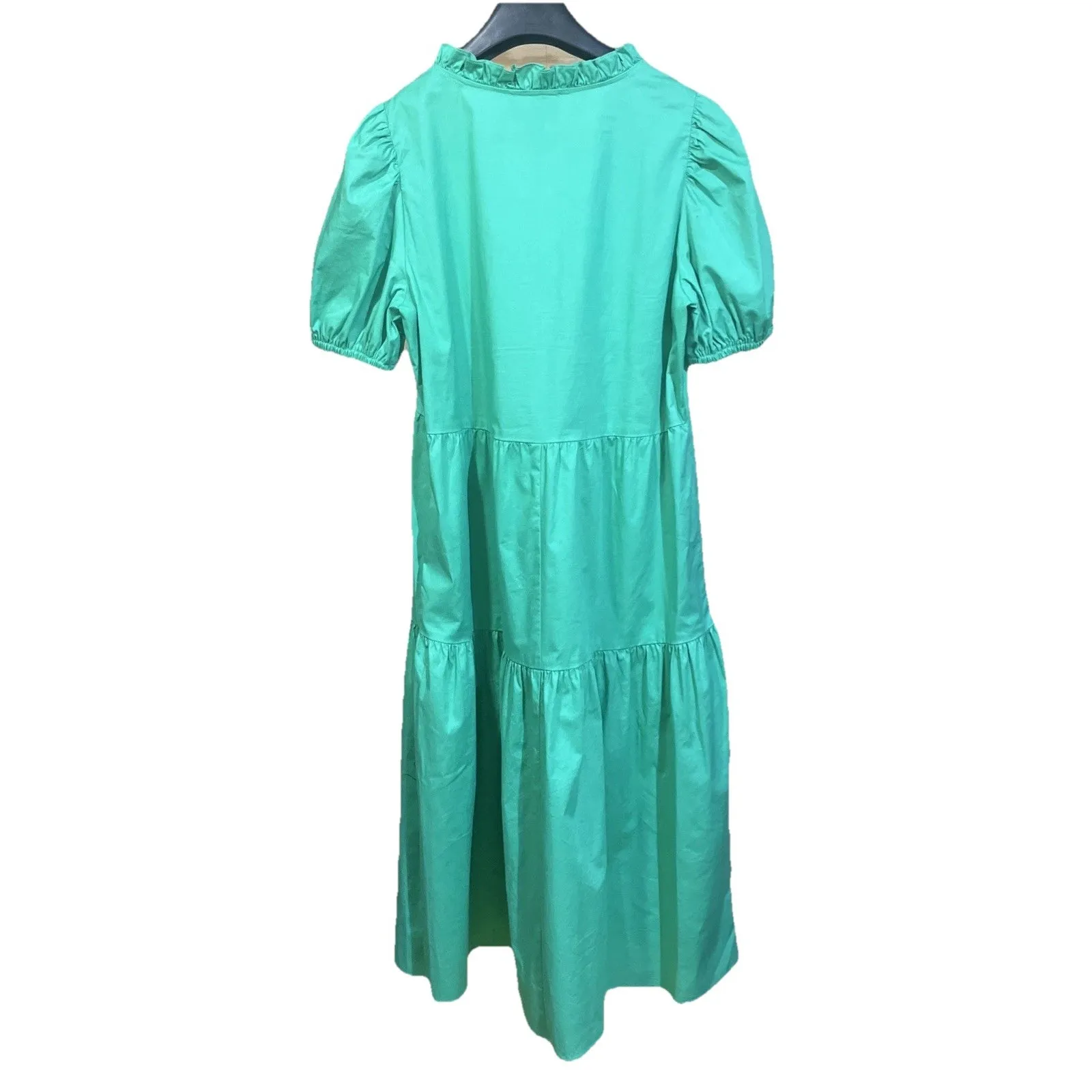 Donna Morgan Babydoll Tiered Midi Dress Sz 12 Green Cottagecore Ruffle Coquette - Image 2