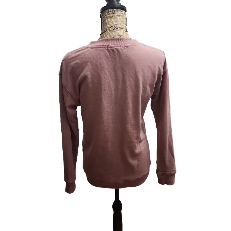 Active USA‎ Sweatshirt Womens Size S Mauve Lace Up Casual Comfort - Image 5