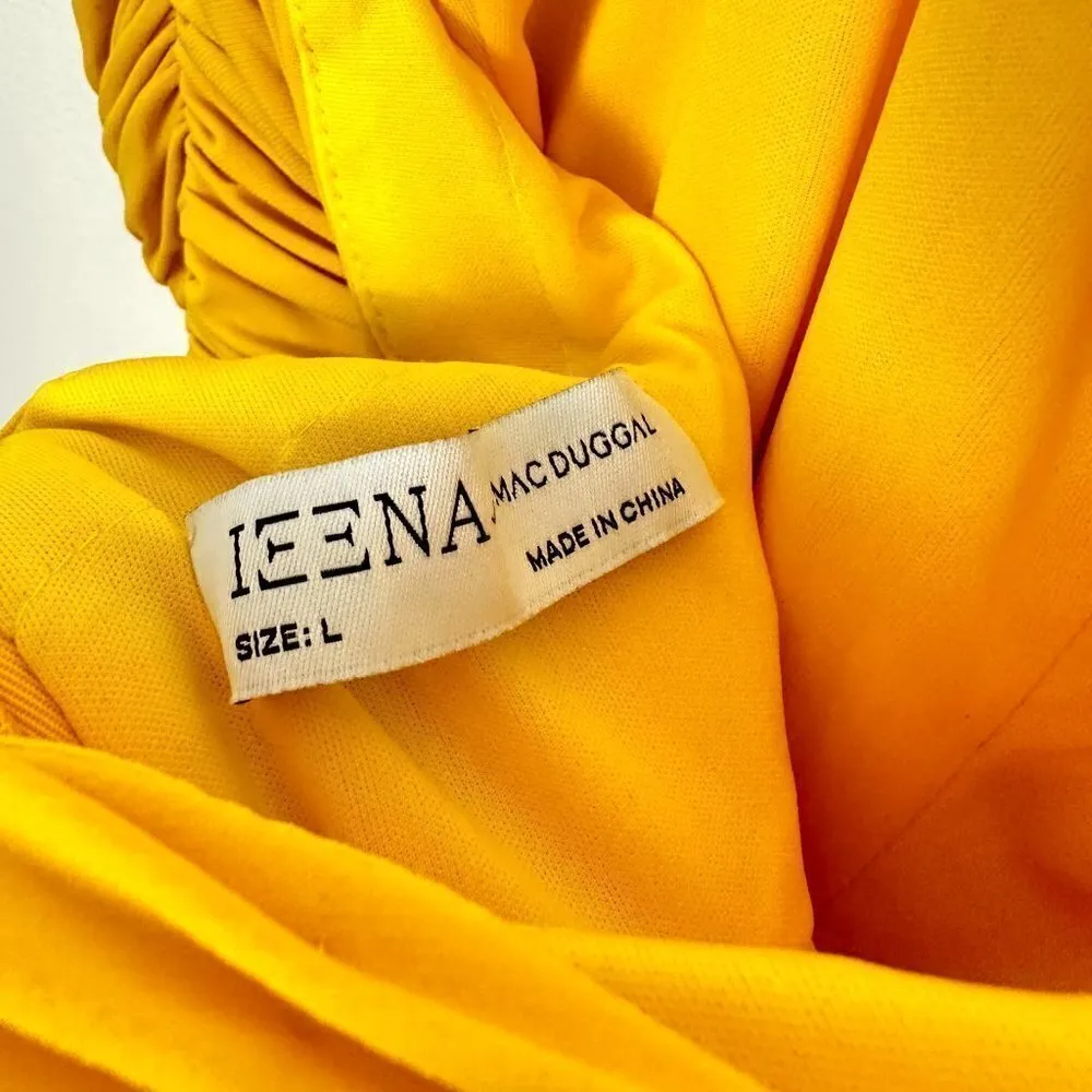 MAC DUGGAL Halter Neck Rouched Side Front Slit Gown in Marigold Size Large - Image 7