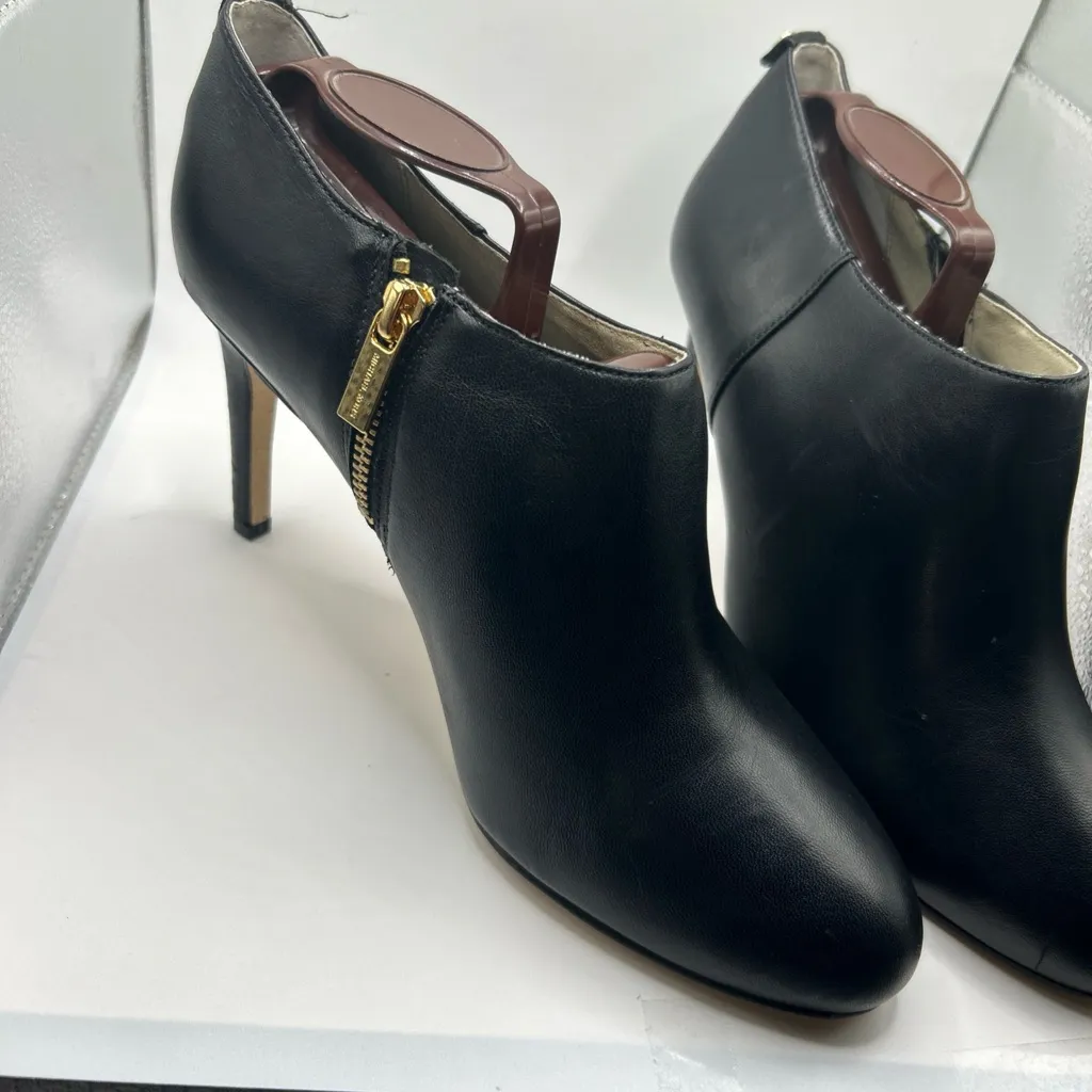 Michael Kors Ankle Boot Zip Heels Bootie‎ Black Leather - Image 9