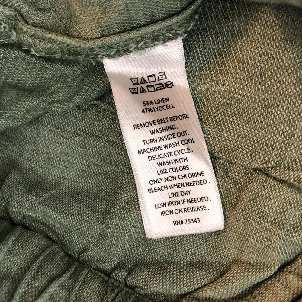 C&C California Womens Linen-Blend Belted High-Waist Shorts Green XL - Image 4