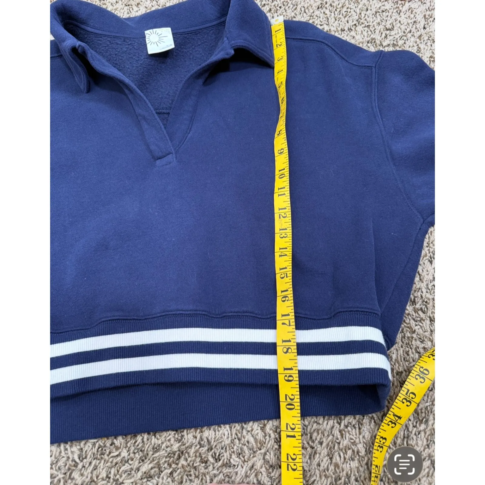 Aerie Offline Womens Blue Cropped Sweatshirt Sz M Varsity Loungewear Oversized - Image 7