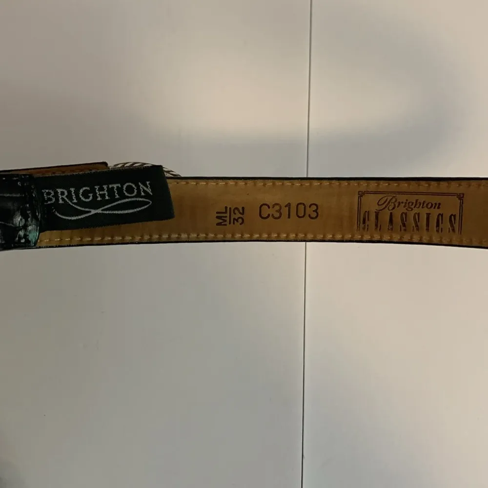 BRIGHTON BLACK EMBOSSED LEATHER BELT GORGEOUS HARDWARE M/L 32 - Image 3