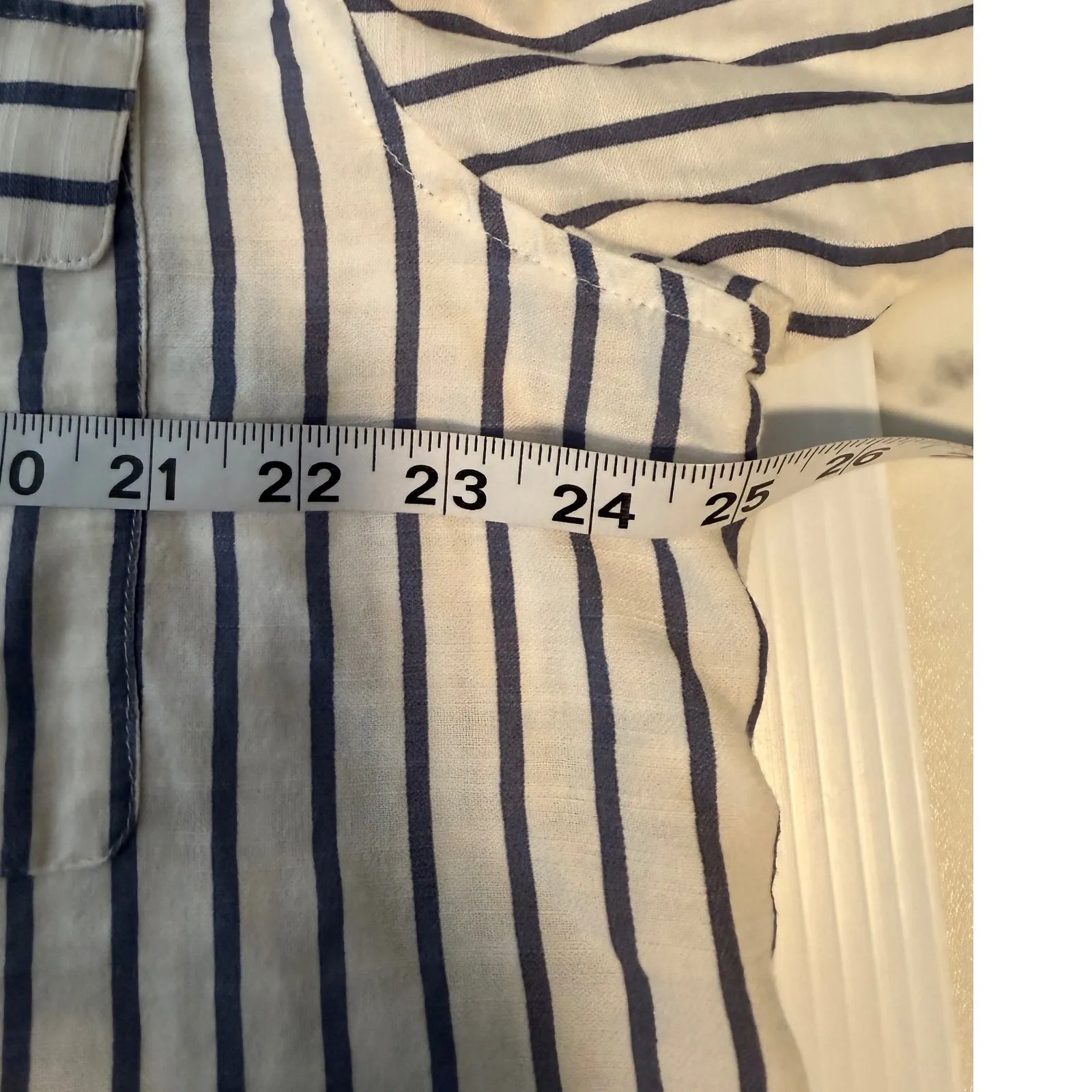 Lucky Brand Striped Button Down Shirt Womens Large Blue White Cotton Blend - Image 5