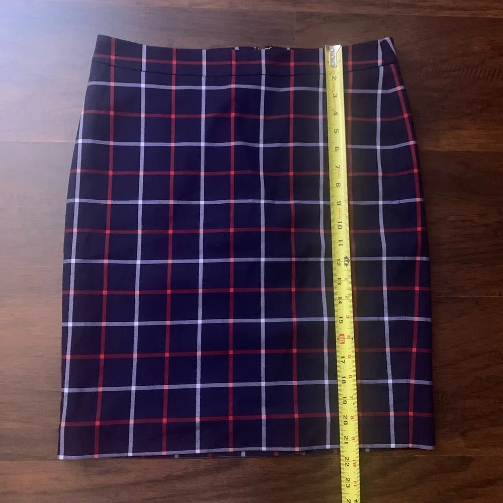 Tommy Hilfiger navy blue and red plaid pencil skirt size 8 NWT - Image 9