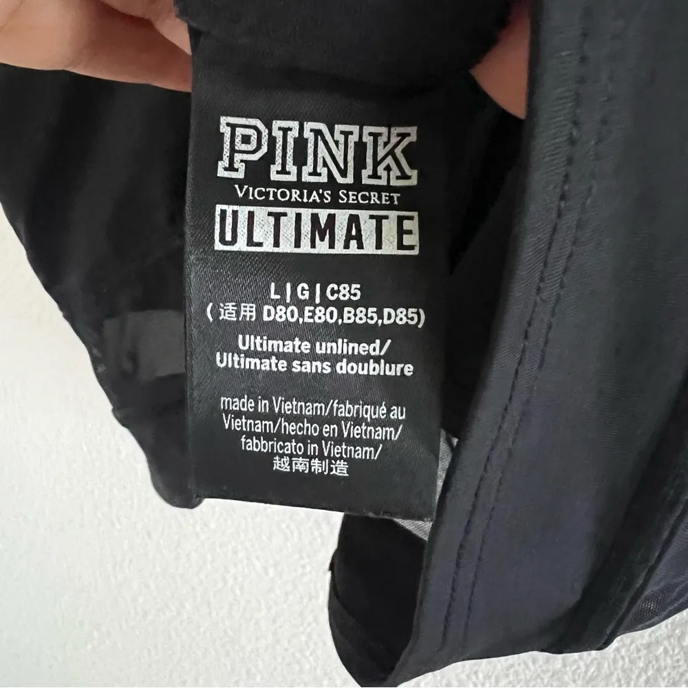 Victoria's Secret PINK Ultimate High Neck Mesh Sports Bra Black Back Clasp Large - Image 4