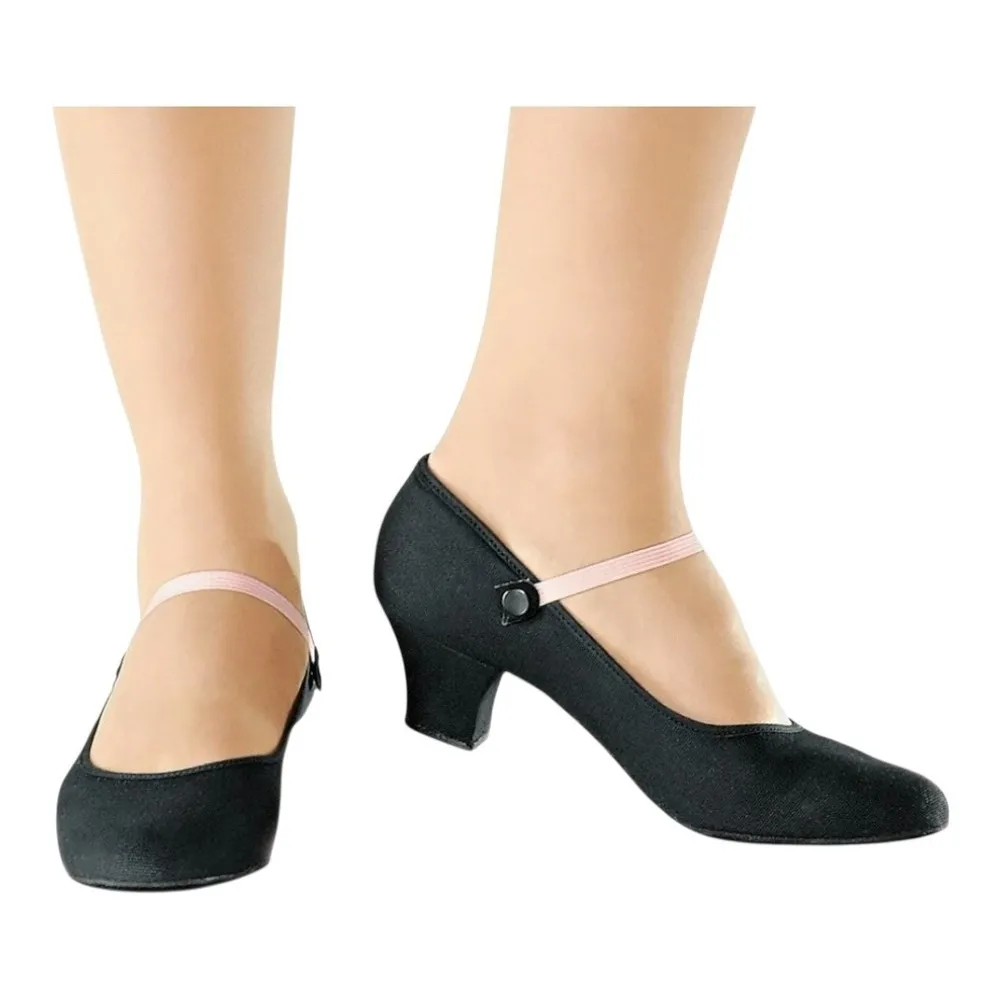 So Danca Ballroom Dance Shoes 1.5 Heel Latin Canvas Black Elastic Strap Size 8.5 - Image 2