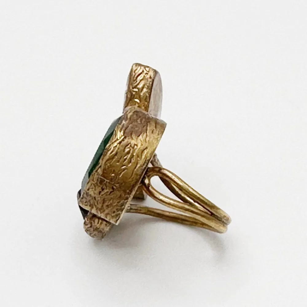 Triple Gemstone Cluster Cocktail Ring Statement Ring Brass - Image 6