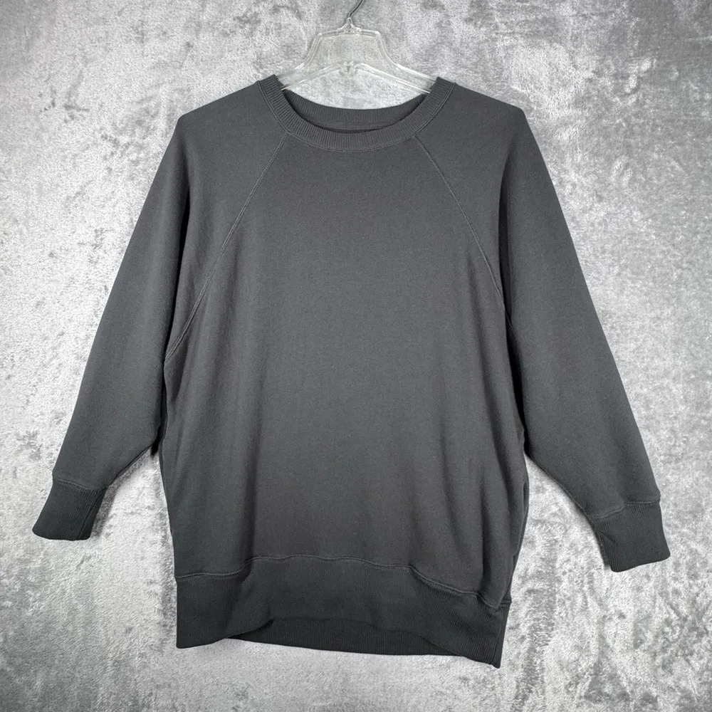 Aerie Shirt Womens Medium Gray Sweatshirt Pockets Neutral Lounge Everyday Casual - Image 2