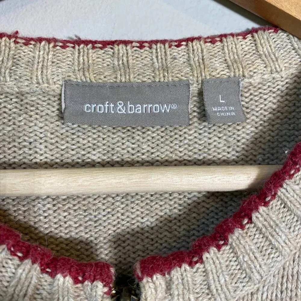 Vtg Croft & Barrow Ice Skating Christmas Wool Angora Full Zip Sweater Women's L - Image 7