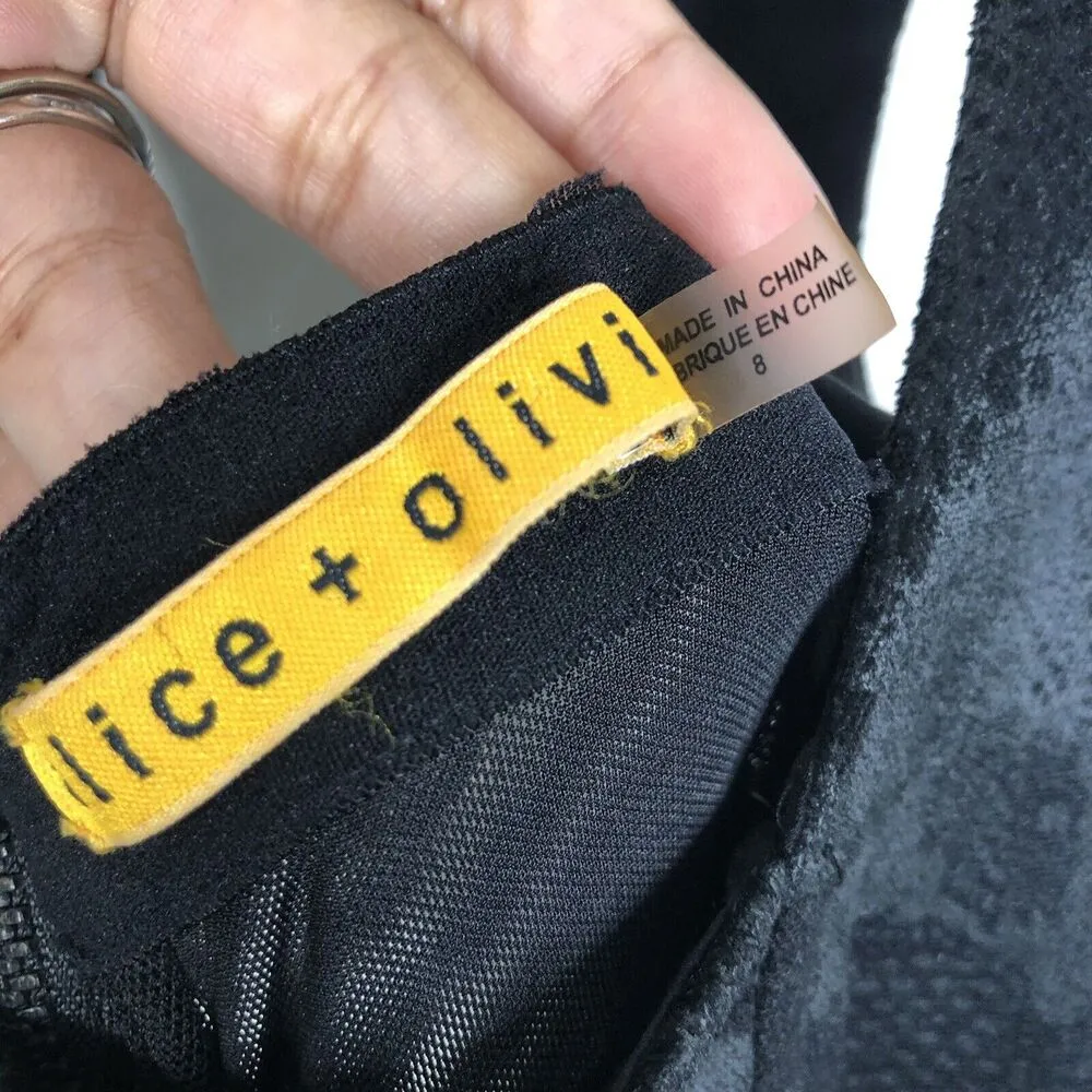 NEW Alice + Olivia Yodi Square Neck Brocade Black Peplum Dress Women's Size 8 - Image 10