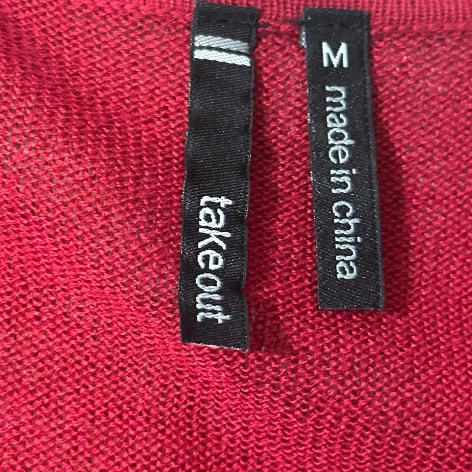 Y2K Lightweight Knit Open‎ Front/Tie Cropped Cardigan Red Size 8 - Image 5