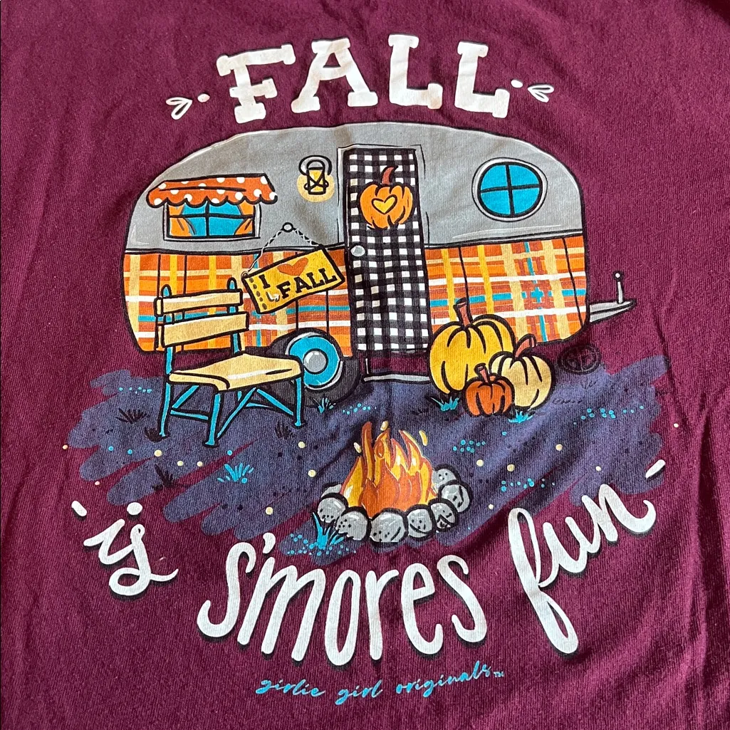 Girlie Girls Original "Fall is Smores Fun" Long Sleeve Graphic TShirt Size Med Red - Image 9