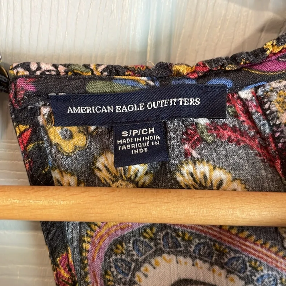 American Eagle Outfitters Women's S Black Multicolor Open Back Tiered Mini Dress - Image 3