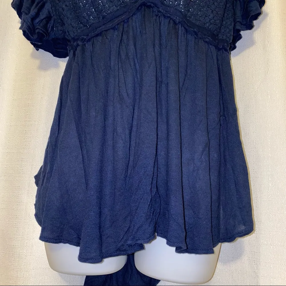 Free People Fiesta Nueva Tunic Top with plunge neck & back in Blue size Small 🆕 - Image 5