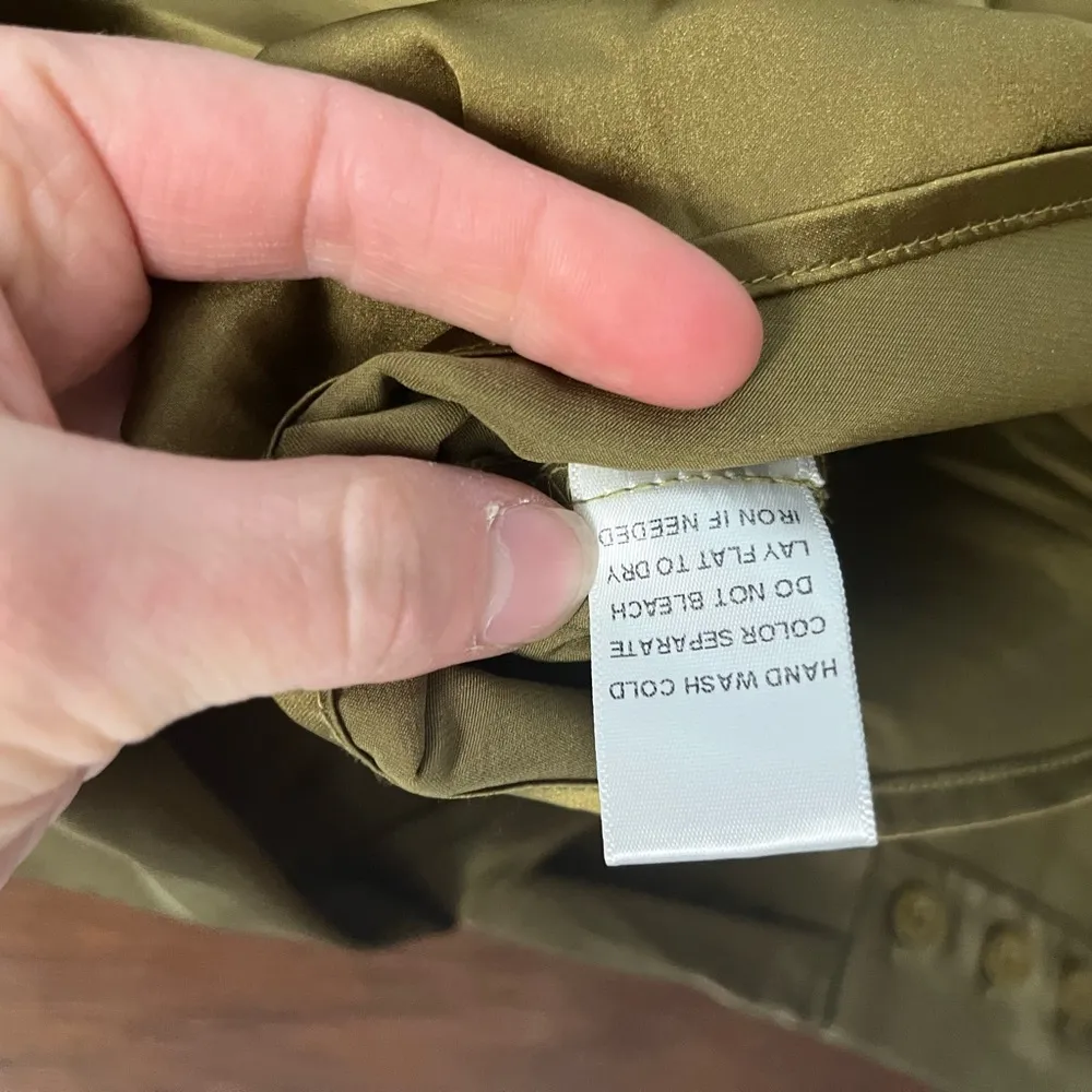 Olive Silky Oversized Button Down Shirt - Image 6