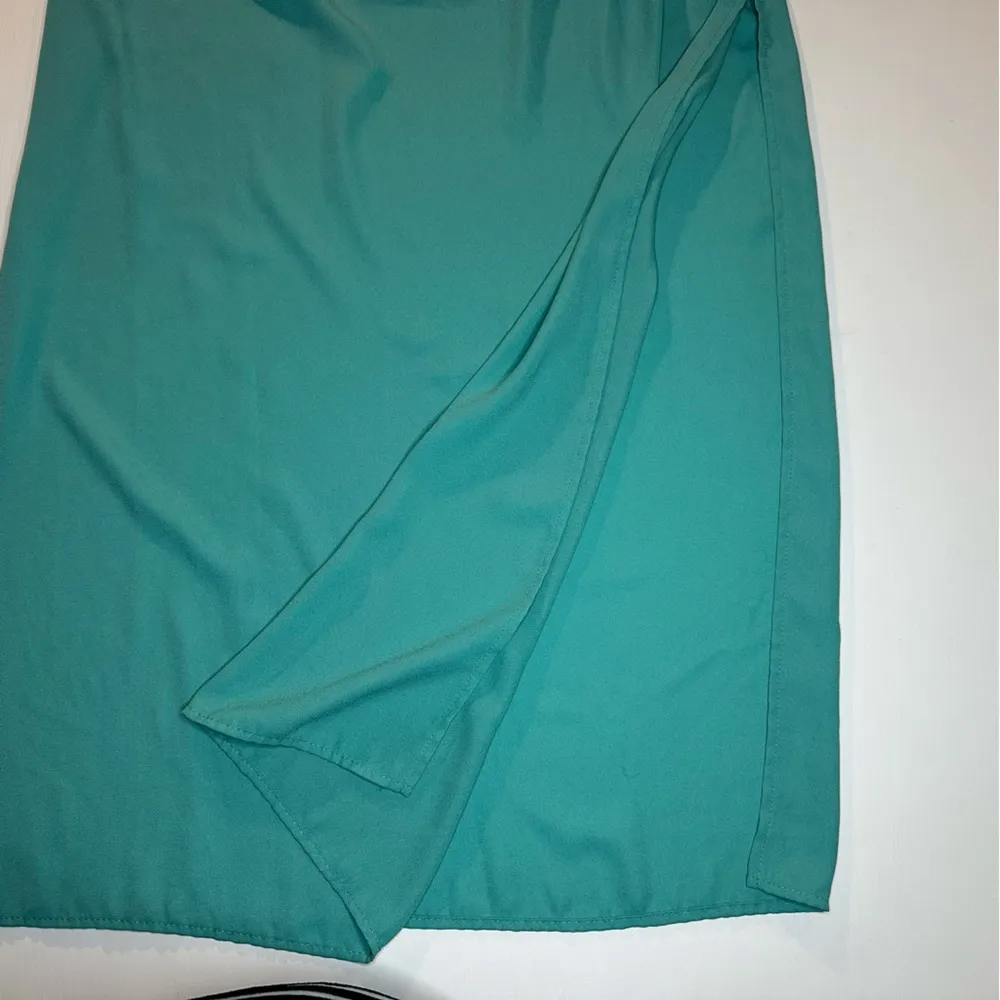 EVERLY SLEEVELESS TURQUOISE BLUE GREEN HIGH NECK MAXI DRESS ZIPPER BACK SIZE S - Image 7