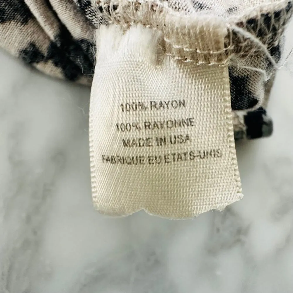 Rebecca Taylor Animal Print Maxi Skirt Rayon Size Small Black White Grey Flowy - Image 4