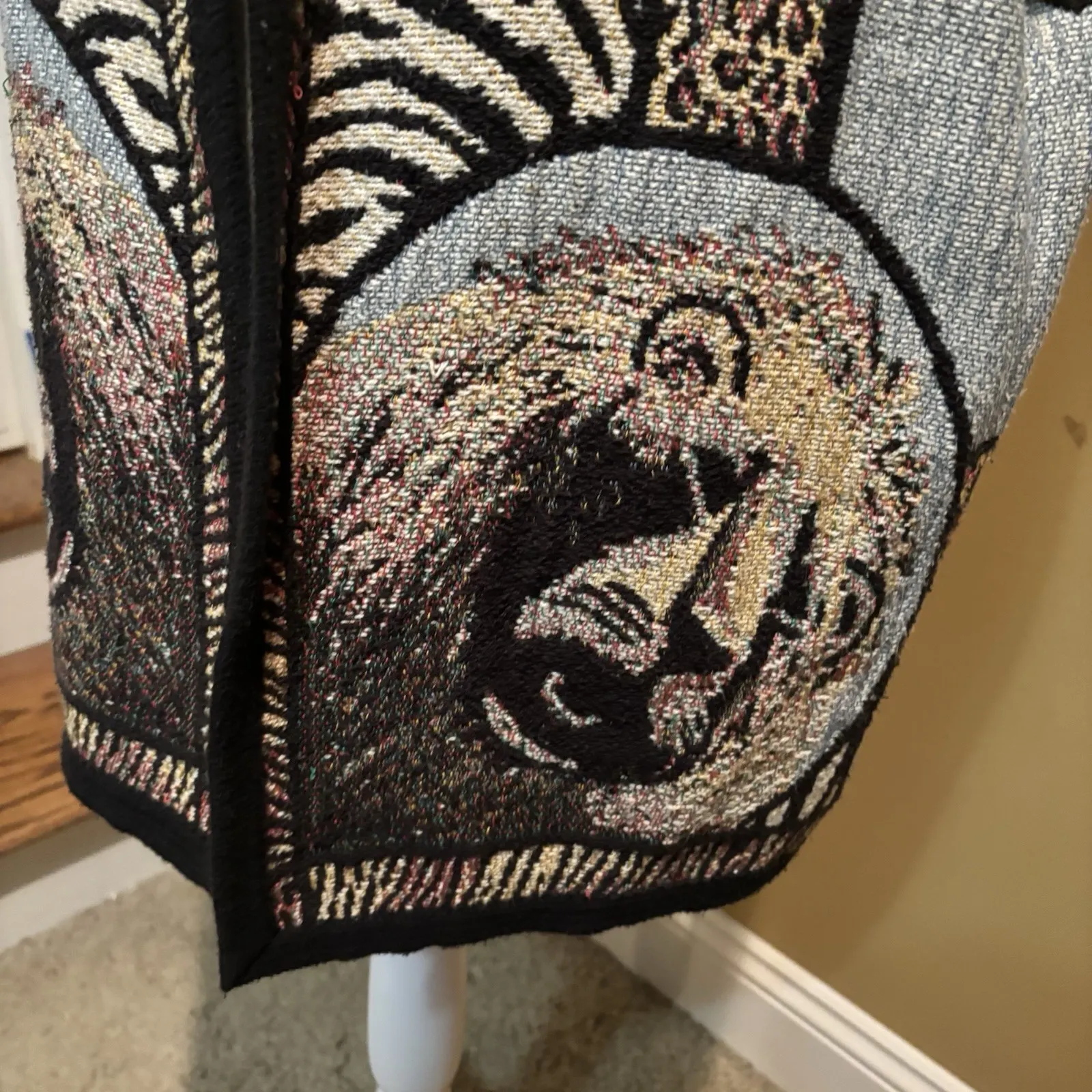 Vintage‎ Safari Animal Print Vest Lions Giraffes Zebra Leopard Tapestry Knit XL - Image 5