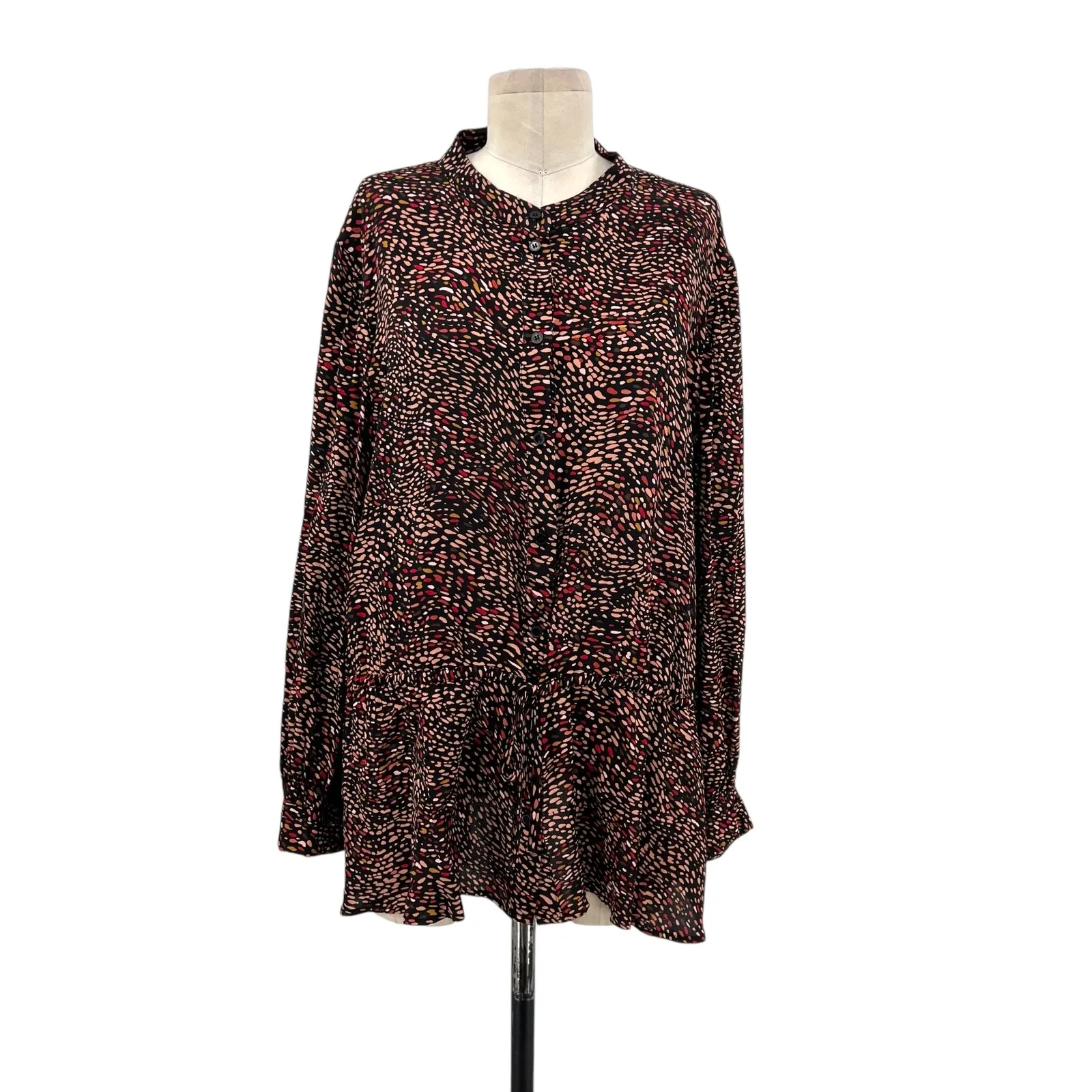 Hobbs London Rosalia Scatter Print Blouse Long Sleeve‎ Abstract Print Size US 14 Blue - Image 3