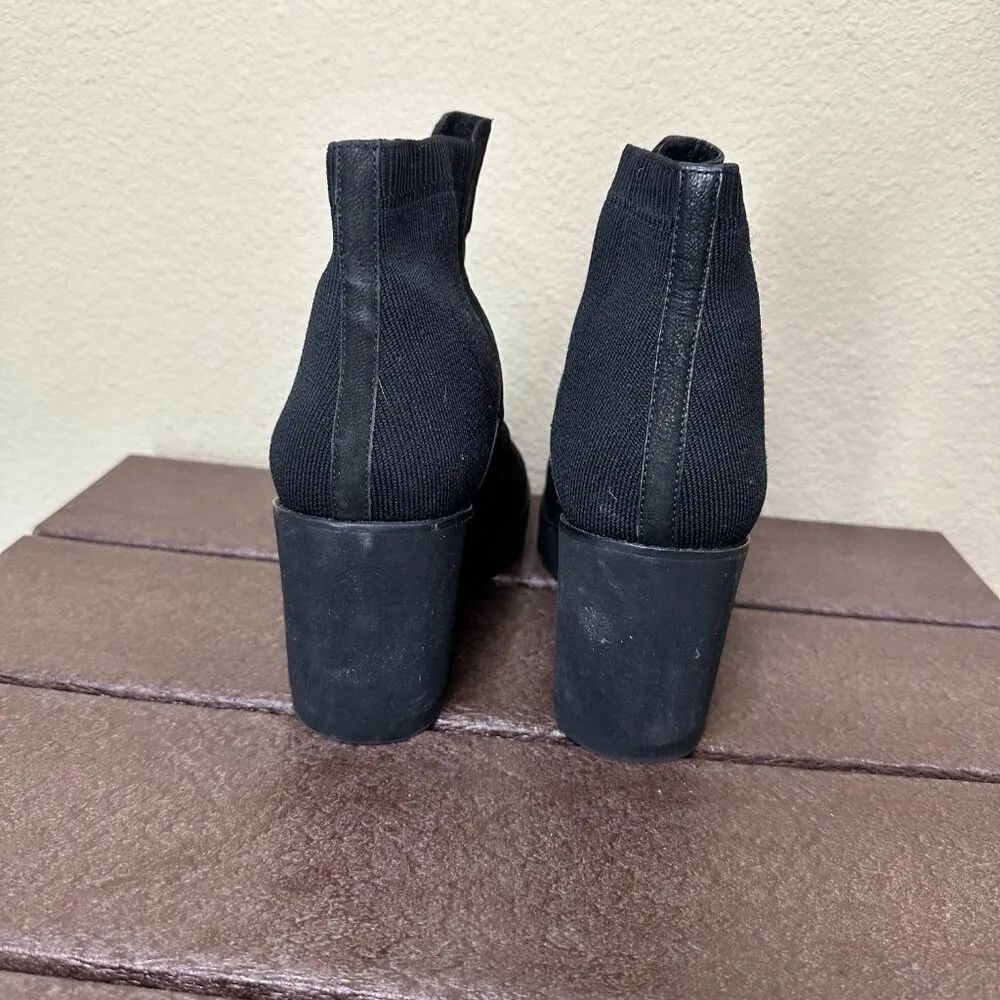 EILEEN FISHER Stretch Side Black Suede Wedge Booties - 8.5 - Image 8