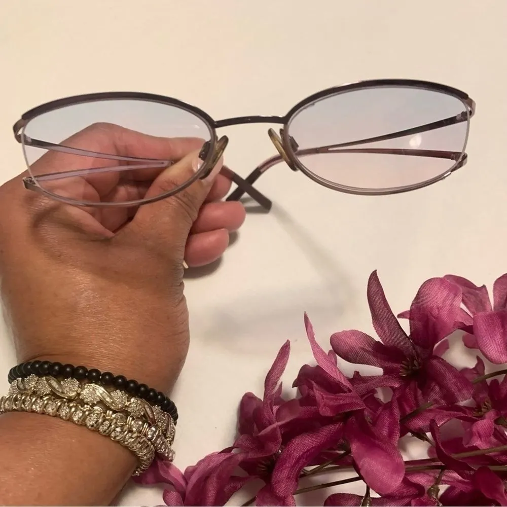 Prescription Eyeglasses Ombre metal frame with progressive lenses and clear case - Image 8