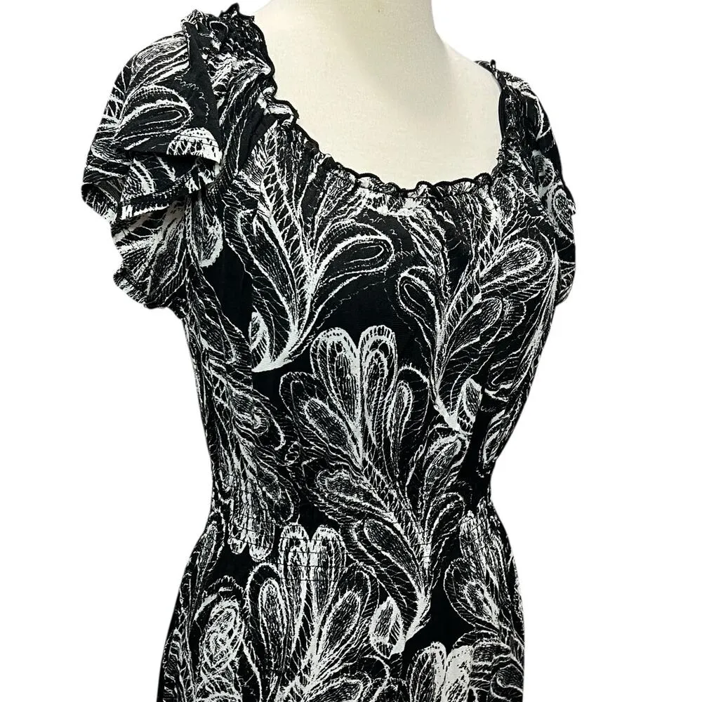 Style & Co Maxi Dress Womens S Black Paisley Tiered Boho Whimsygoth Dark Fairy - Image 2