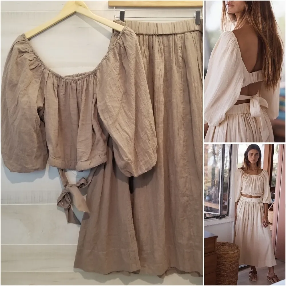 {XL} Free People Endless Summer Forever Mood Skirt Set Taupe - Image 3