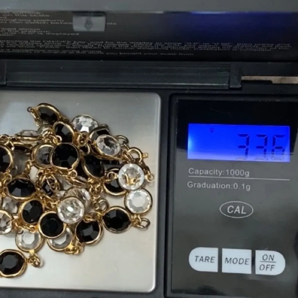 Swarovski Signed Necklace with Bezel Set Flat Clear & Black Crystals 35" - Image 12