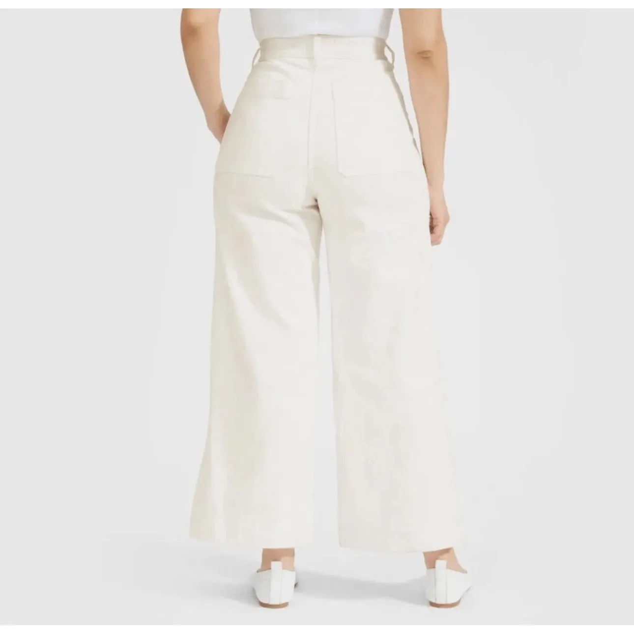 Everlane Wide Leg Utility Crop Pants High Rise White‎ Twill Casual Size 26 - Image 11
