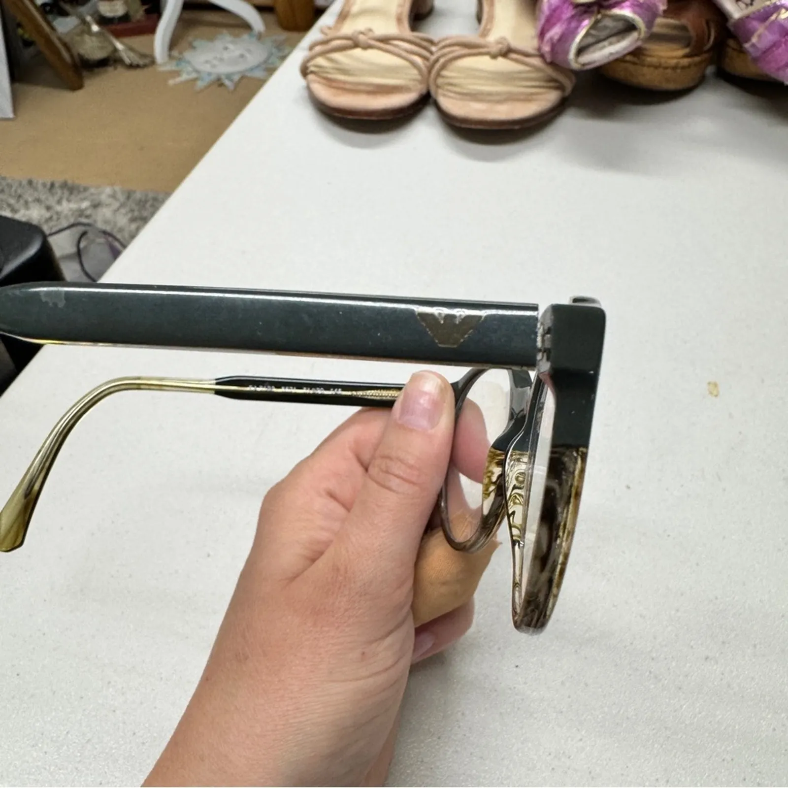 Giorgio Armani Green Tortious Shell Eye Glasses Frames Only Unisex - Image 8