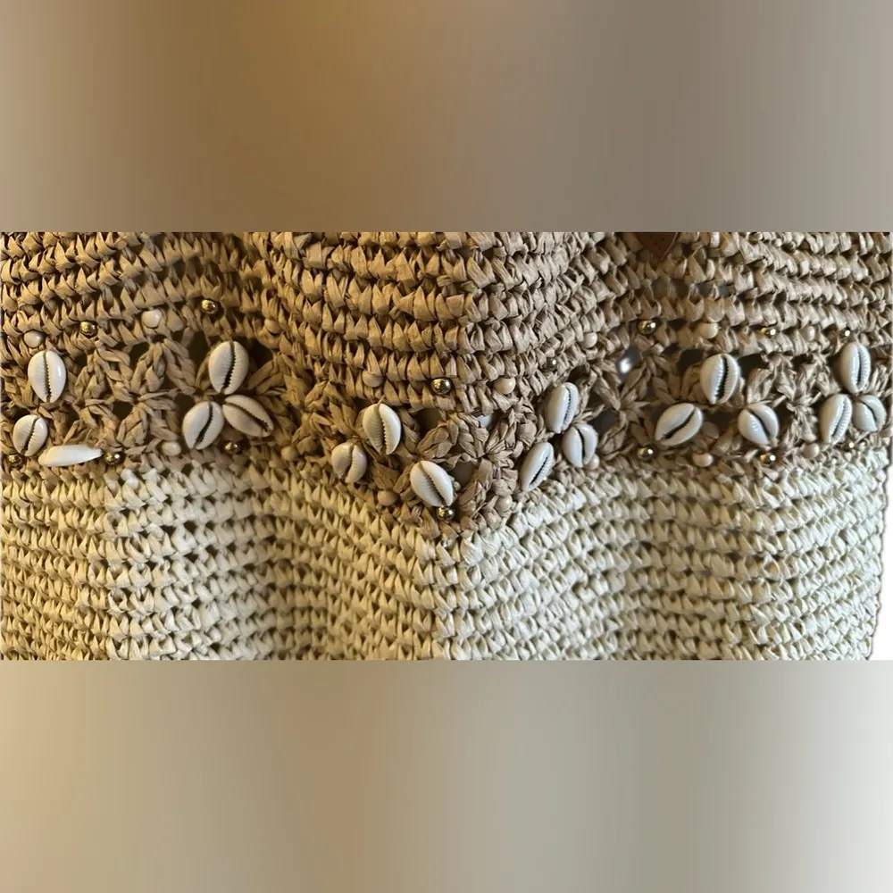 I.N.C. International Concepts Straw Beach Tote Bag with Shell Accents Brown - Image 8