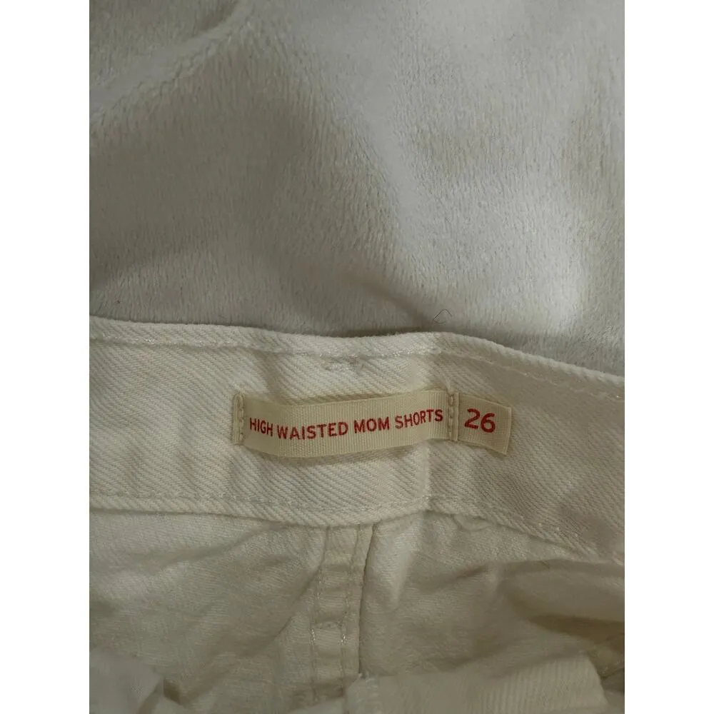 Levi's High Waisted Ripped Mom Shorts Jeans Fray Hem White Women's Size 26 - Image 8