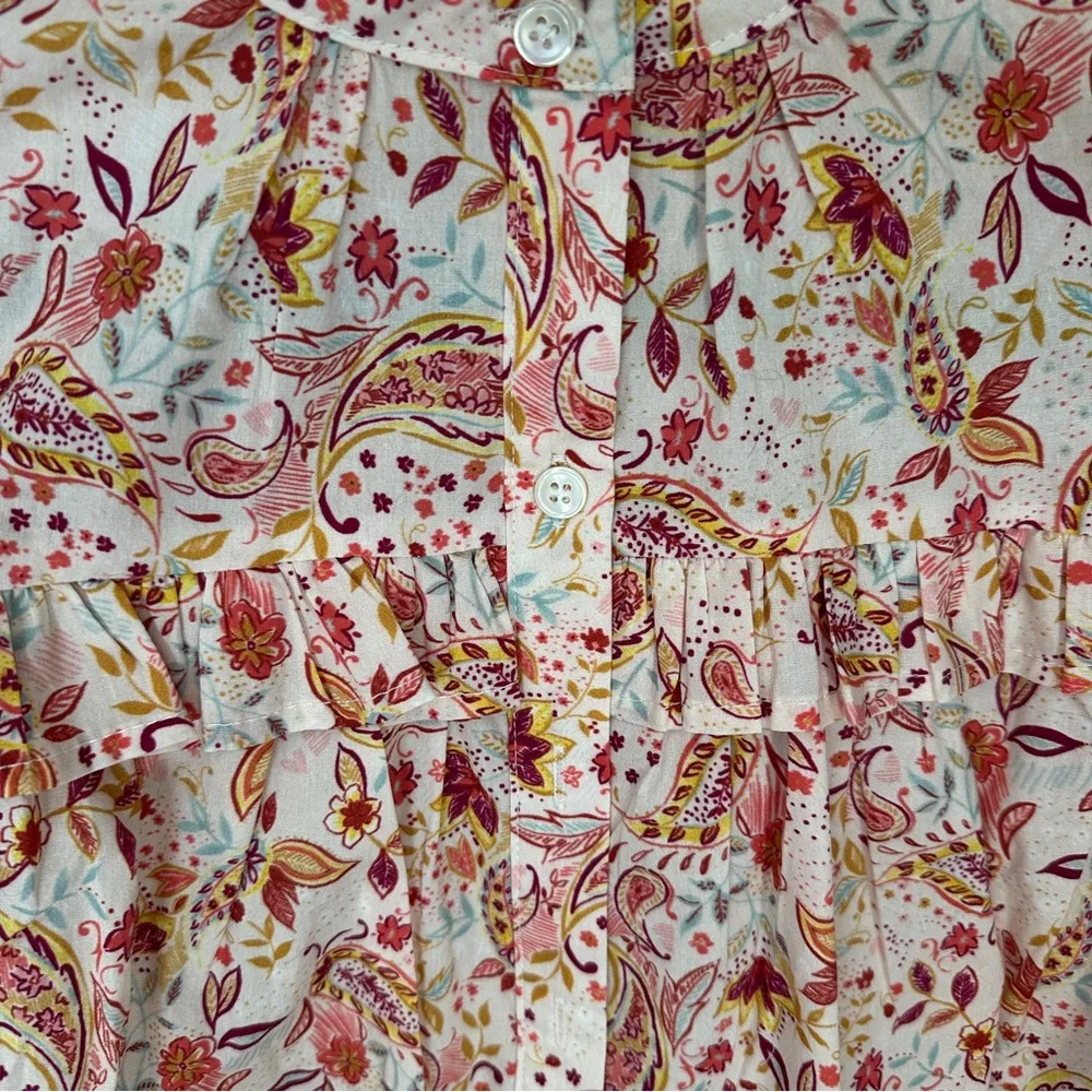 Pinch Floral Paisley Print Ruffle Long Sleeve Blouse Large NWT NEW Pink - Image 7